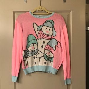 Adorable pastel snowman sweater